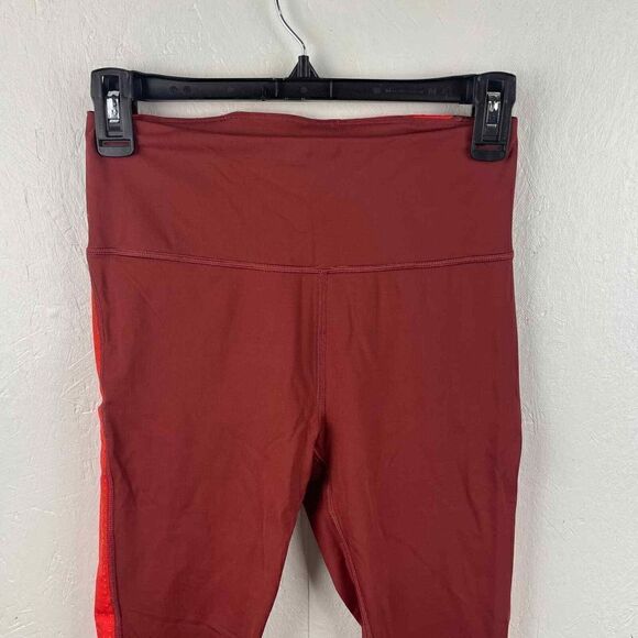 Athleta Red Orange Mesh Lining Pockets Activewear Ultimate 7/8 Tight Size XS - Picture 5 of 7
